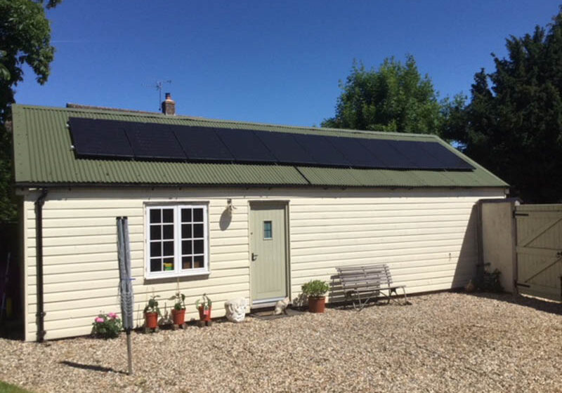 Solar PV panels on an outbuilding